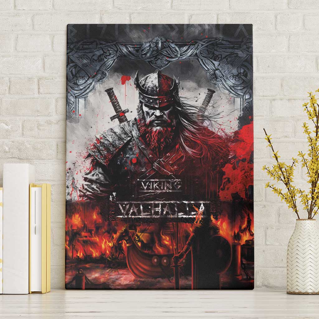 Viking Valhalla Canvas Wall Art Norseman and Burning Battlefield - Wonder Print Shop