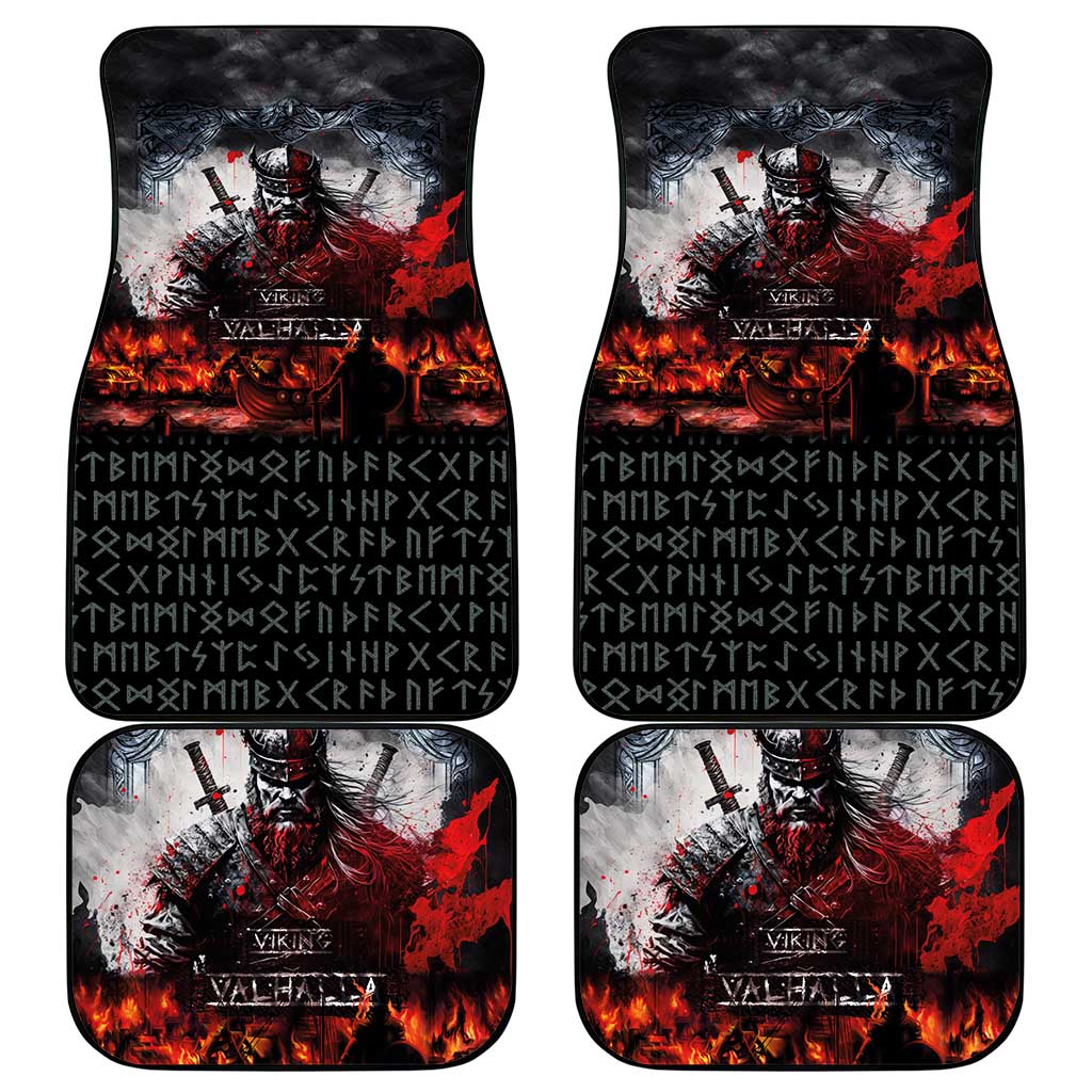 Viking Valhalla Car Mats Norseman and Burning Battlefield - Wonder Print Shop