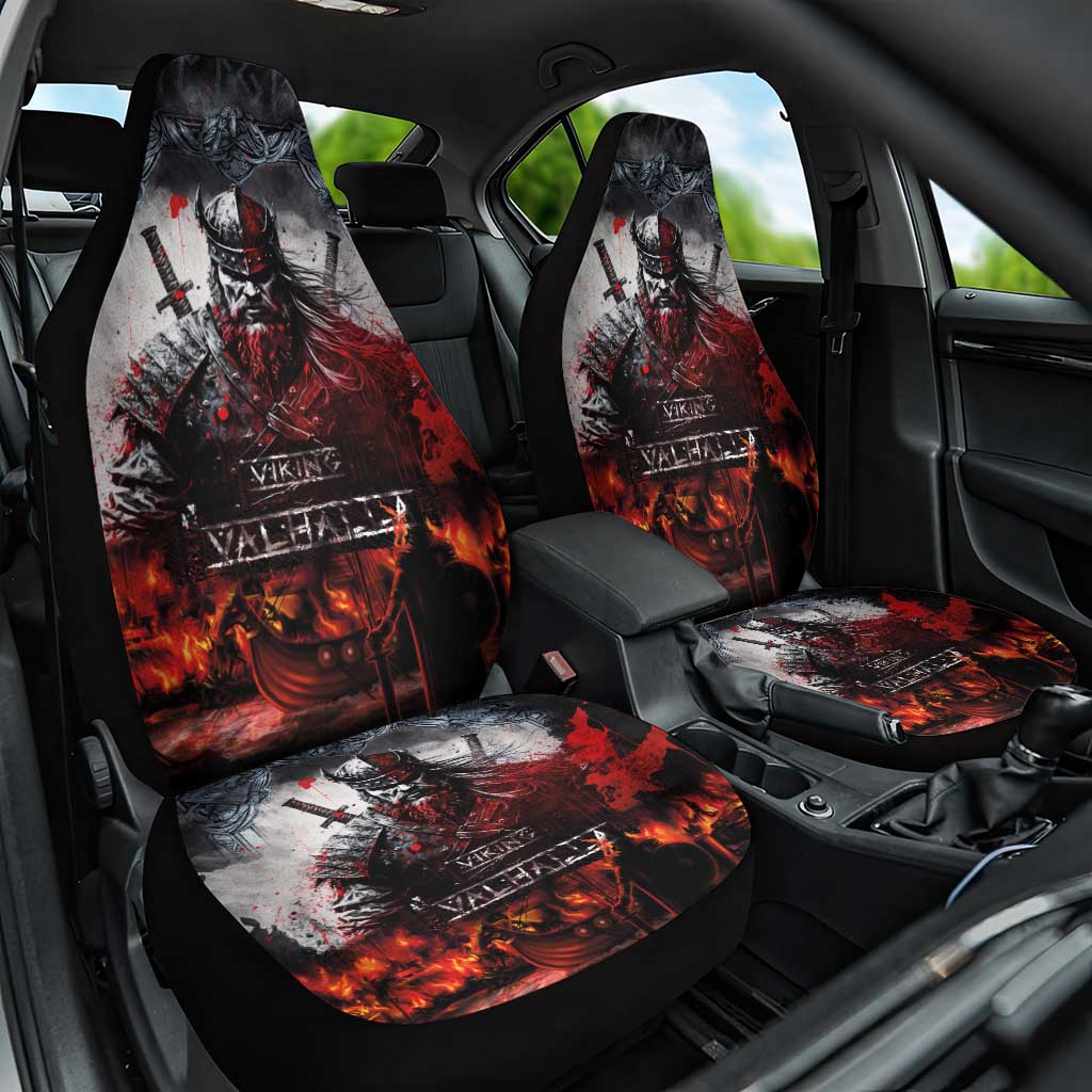 Viking Valhalla Car Seat Cover Norseman and Burning Battlefield - Wonder Print Shop