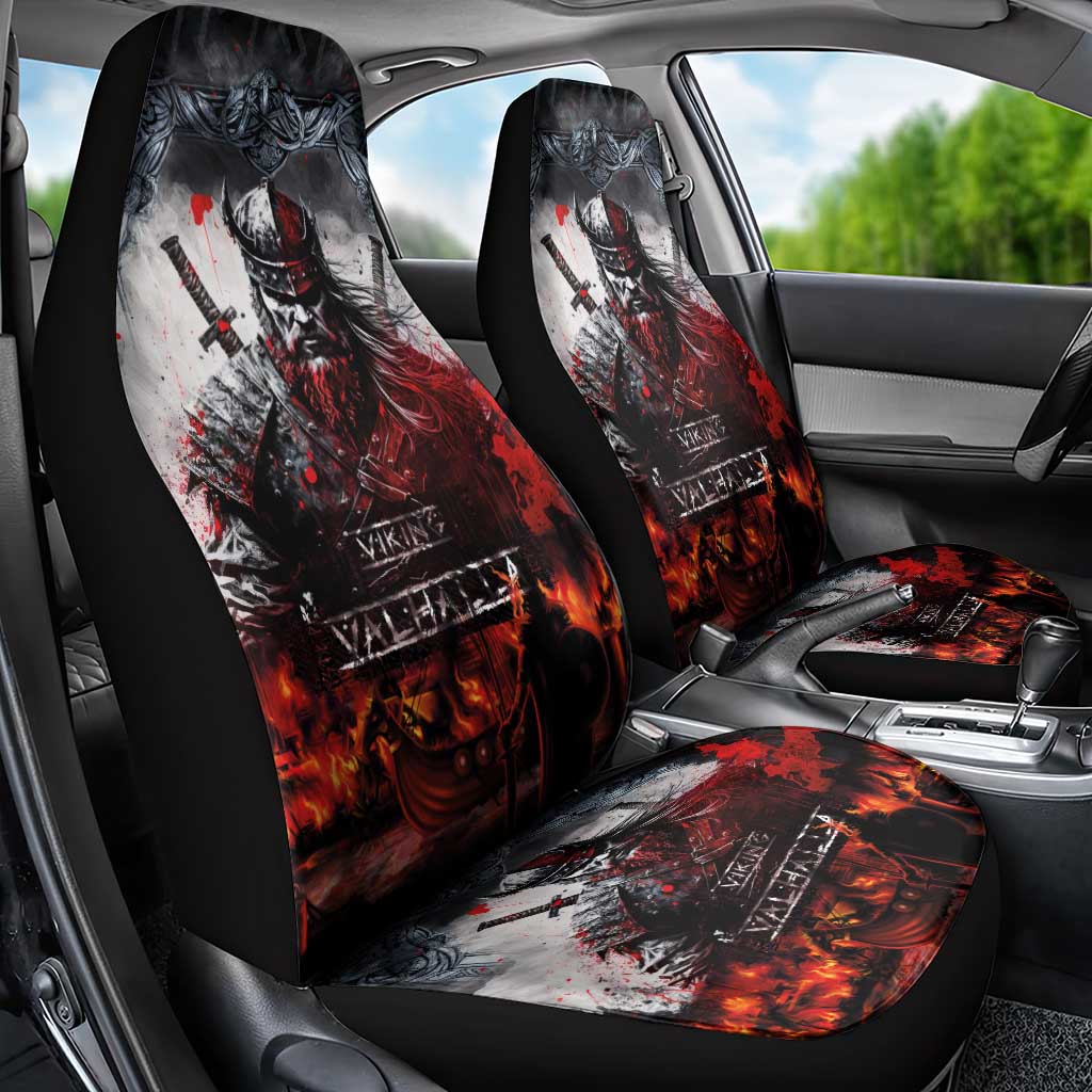 Viking Valhalla Car Seat Cover Norseman and Burning Battlefield - Wonder Print Shop