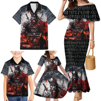 Viking Valhalla Family Matching Mermaid Dress and Hawaiian Shirt Norseman and Burning Battlefield - Wonder Print Shop