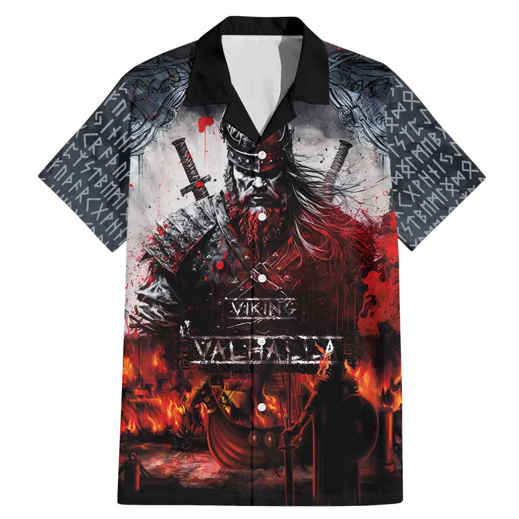 Viking Valhalla Family Matching Mermaid Dress and Hawaiian Shirt Norseman and Burning Battlefield - Wonder Print Shop