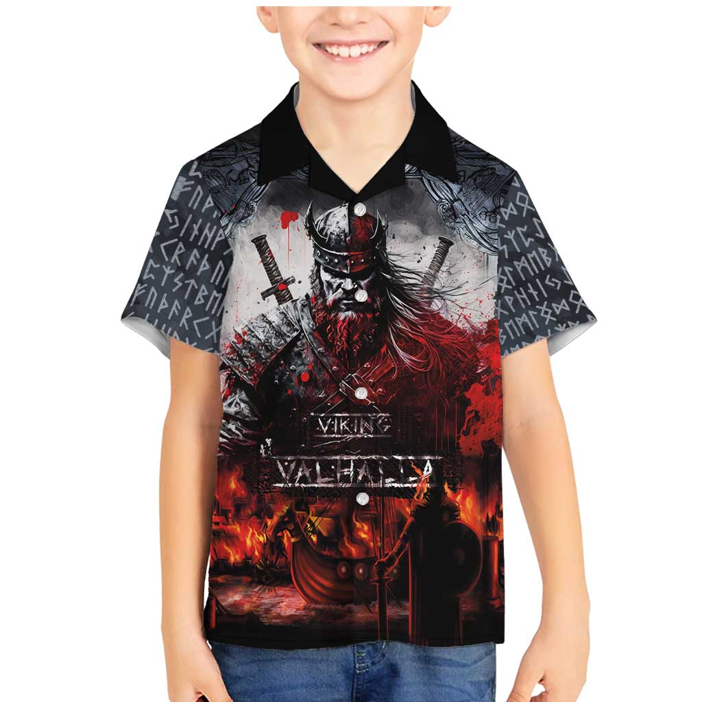 Viking Valhalla Family Matching Mermaid Dress and Hawaiian Shirt Norseman and Burning Battlefield - Wonder Print Shop