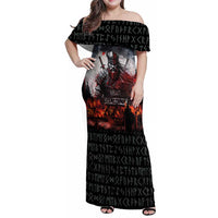 Viking Valhalla Family Matching Off Shoulder Maxi Dress and Hawaiian Shirt Norseman and Burning Battlefield - Wonder Print Shop