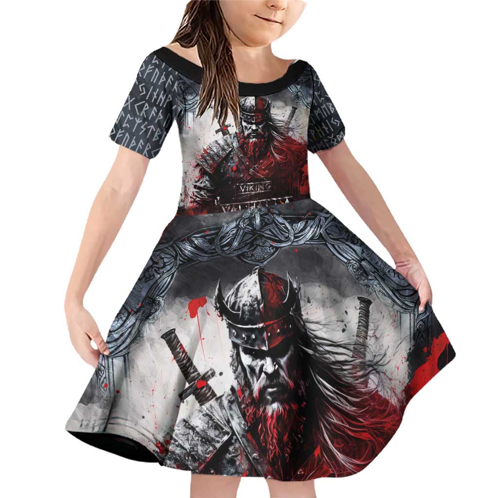 Viking Valhalla Family Matching Off Shoulder Short Dress and Hawaiian Shirt Norseman and Burning Battlefield - Wonder Print Shop
