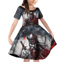 Viking Valhalla Family Matching Off Shoulder Short Dress and Hawaiian Shirt Norseman and Burning Battlefield - Wonder Print Shop