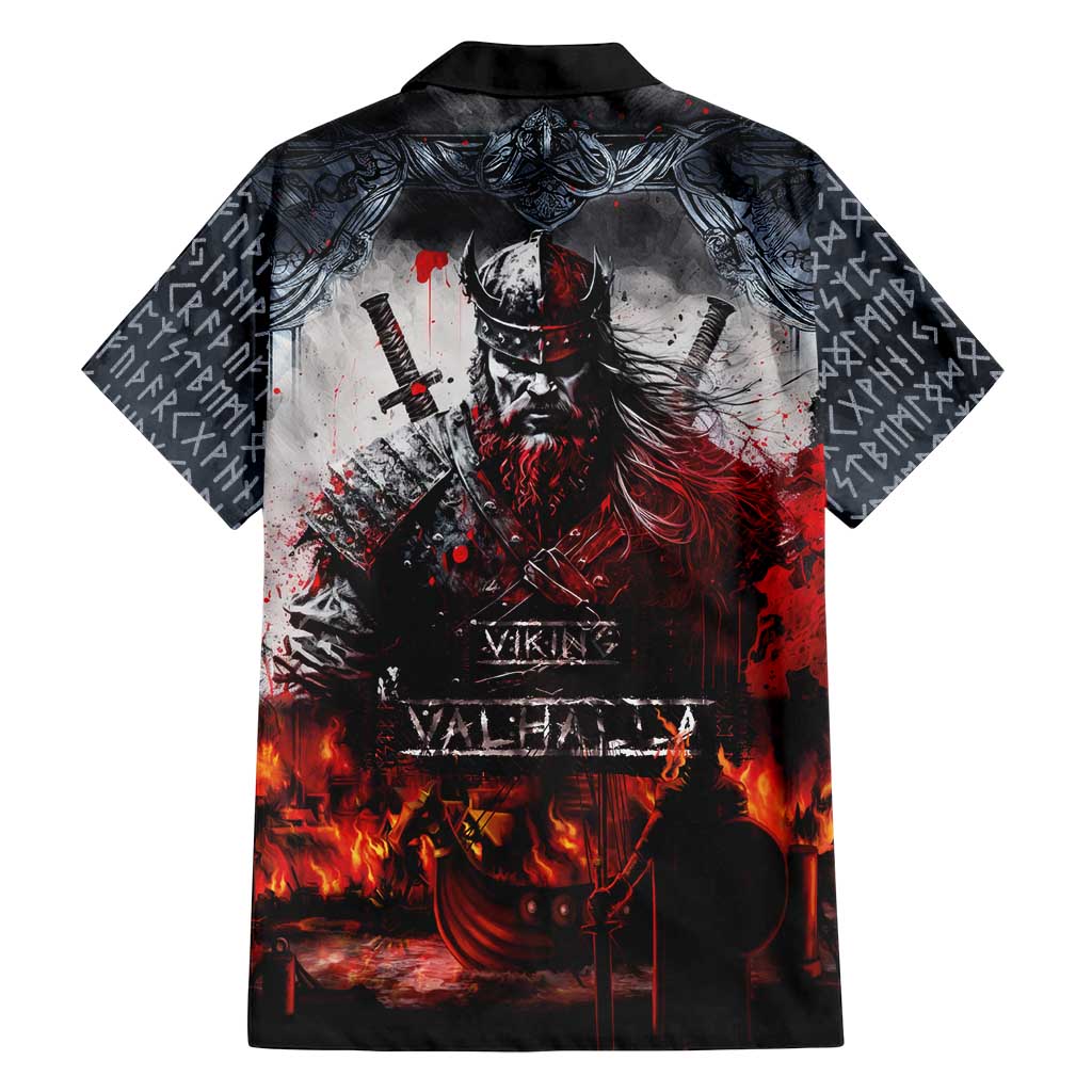 Viking Valhalla Family Matching Off Shoulder Short Dress and Hawaiian Shirt Norseman and Burning Battlefield - Wonder Print Shop