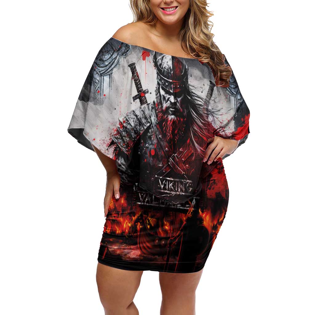 Viking Valhalla Family Matching Off Shoulder Short Dress and Hawaiian Shirt Norseman and Burning Battlefield - Wonder Print Shop