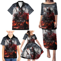 Viking Valhalla Family Matching Puletasi and Hawaiian Shirt Norseman and Burning Battlefield - Wonder Print Shop