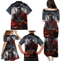 Viking Valhalla Family Matching Puletasi and Hawaiian Shirt Norseman and Burning Battlefield - Wonder Print Shop