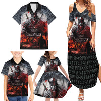 Viking Valhalla Family Matching Summer Maxi Dress and Hawaiian Shirt Norseman and Burning Battlefield - Wonder Print Shop