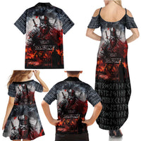 Viking Valhalla Family Matching Summer Maxi Dress and Hawaiian Shirt Norseman and Burning Battlefield - Wonder Print Shop