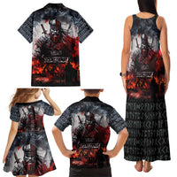 Viking Valhalla Family Matching Tank Maxi Dress and Hawaiian Shirt Norseman and Burning Battlefield - Wonder Print Shop