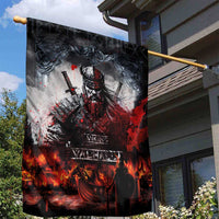 Viking Valhalla Garden Flag Norseman and Burning Battlefield - Wonder Print Shop