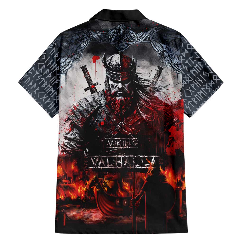 Viking Valhalla Hawaiian Shirt Norseman and Burning Battlefield - Wonder Print Shop