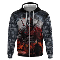 Viking Valhalla Hoodie Norseman and Burning Battlefield - Wonder Print Shop