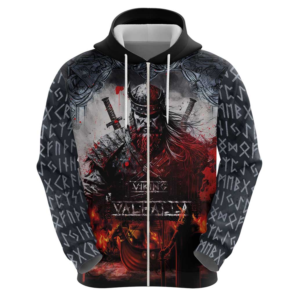 Viking Valhalla Hoodie Norseman and Burning Battlefield - Wonder Print Shop