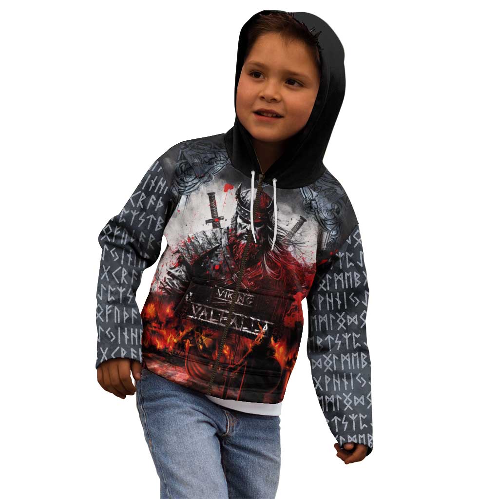 Viking Valhalla Kid Hoodie Norseman and Burning Battlefield - Wonder Print Shop