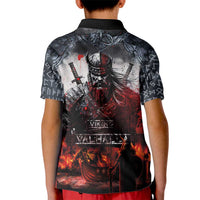 Viking Valhalla Kid Polo Shirt Norseman and Burning Battlefield - Wonder Print Shop
