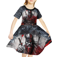 Viking Valhalla Kid Short Sleeve Dress Norseman and Burning Battlefield - Wonder Print Shop