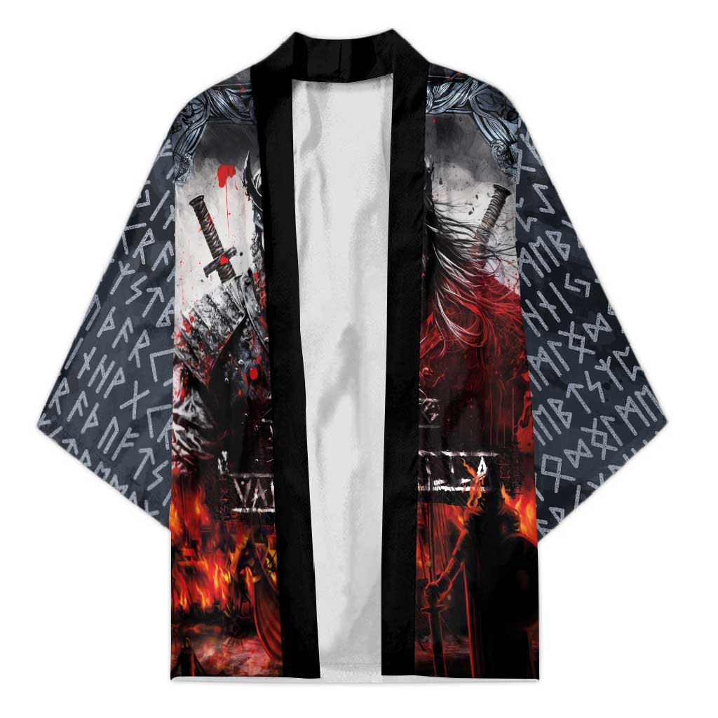 Viking Valhalla Kimono Norseman and Burning Battlefield - Wonder Print Shop