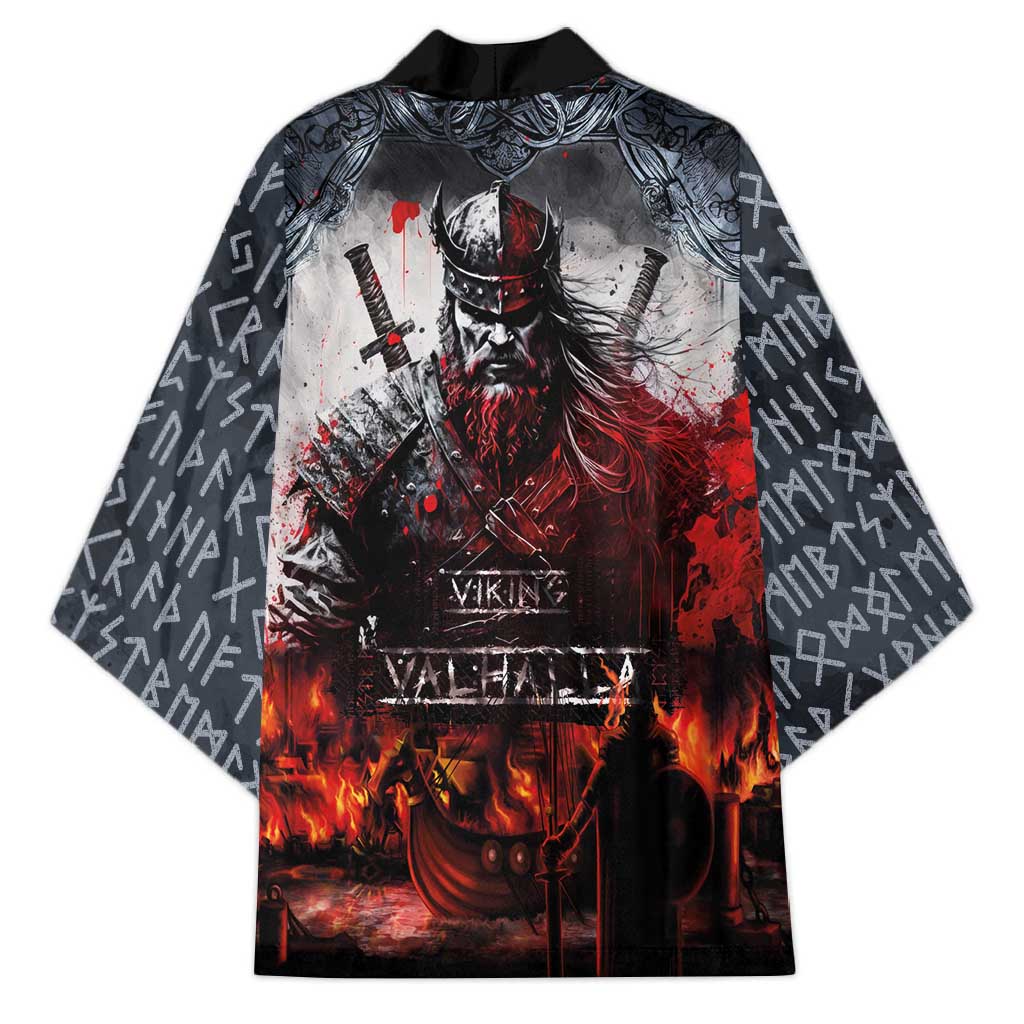 Viking Valhalla Kimono Norseman and Burning Battlefield - Wonder Print Shop