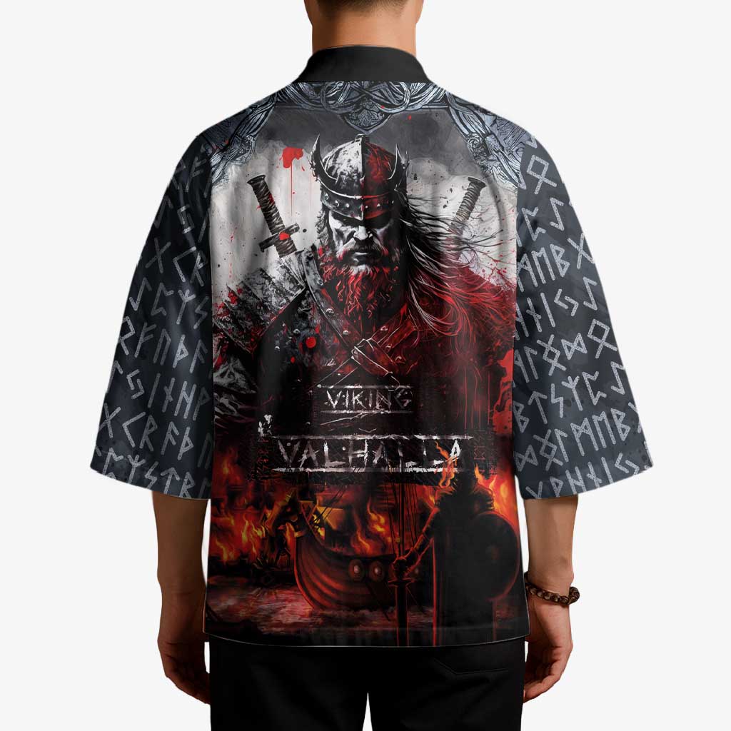 Viking Valhalla Kimono Norseman and Burning Battlefield - Wonder Print Shop