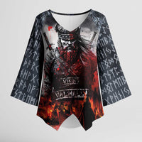 Viking Valhalla Kimono Sleeve Blouse Norseman and Burning Battlefield - Wonder Print Shop