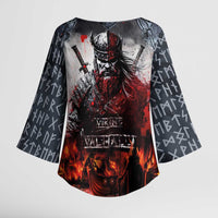 Viking Valhalla Kimono Sleeve Blouse Norseman and Burning Battlefield - Wonder Print Shop