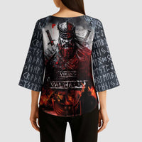 Viking Valhalla Kimono Sleeve Blouse Norseman and Burning Battlefield - Wonder Print Shop
