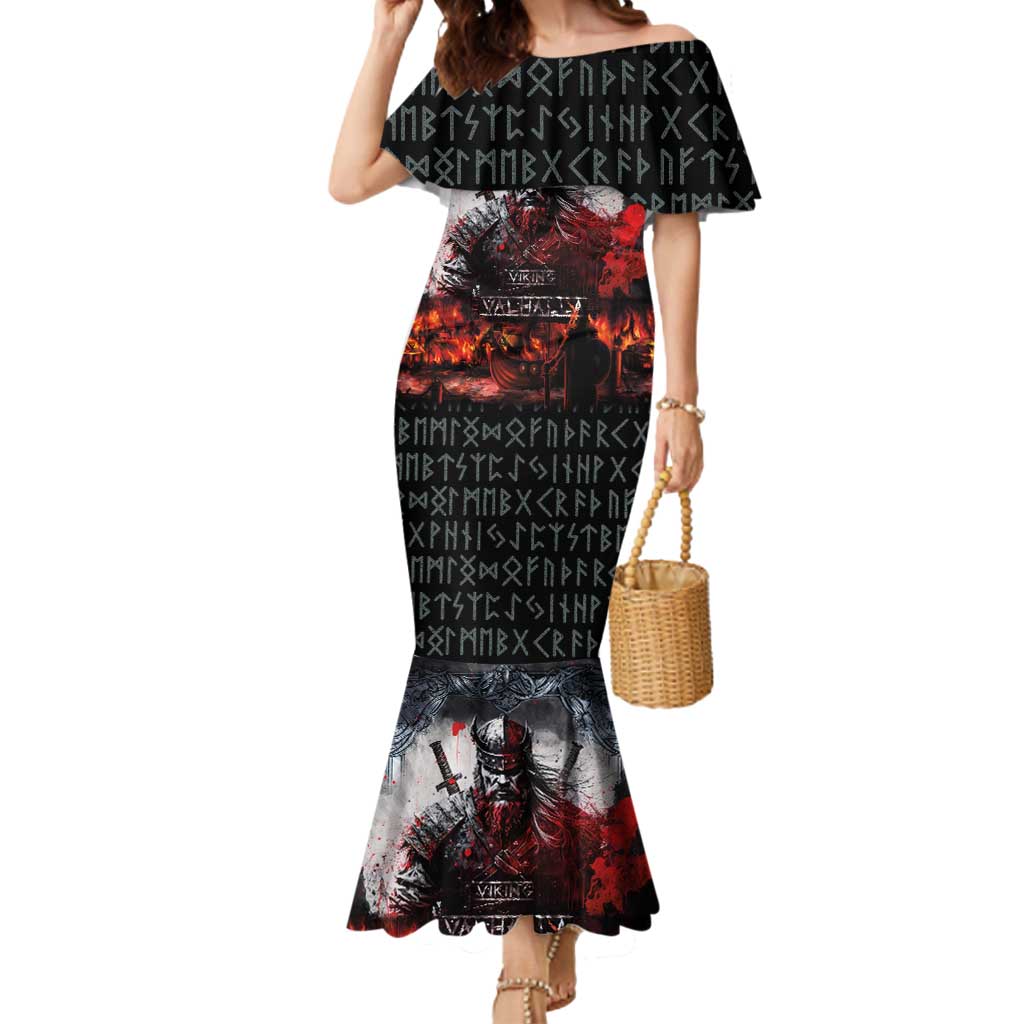 Viking Valhalla Mermaid Dress Norseman and Burning Battlefield - Wonder Print Shop