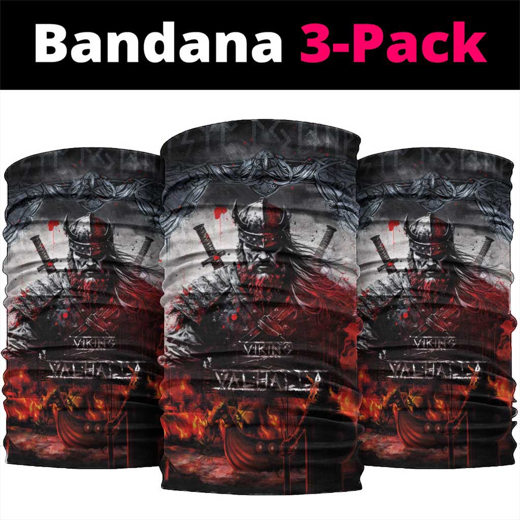 Viking Valhalla Neck Gaiter Norseman and Burning Battlefield - Wonder Print Shop