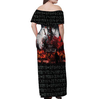 Viking Valhalla Off Shoulder Maxi Dress Norseman and Burning Battlefield - Wonder Print Shop