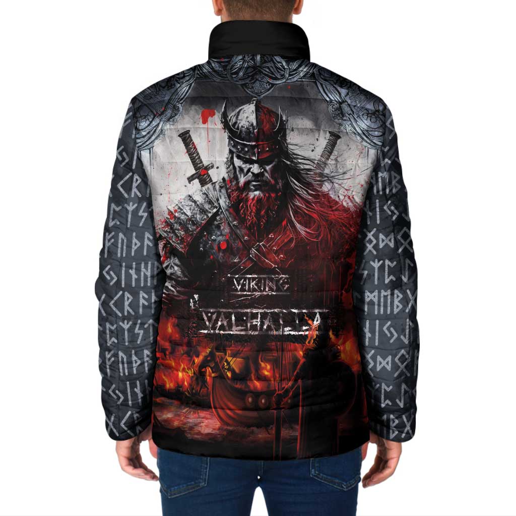 Viking Valhalla Padded Jacket Norseman and Burning Battlefield - Wonder Print Shop