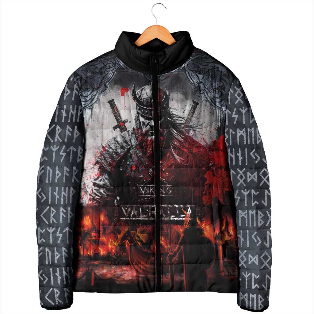 Viking Valhalla Padded Jacket Norseman and Burning Battlefield - Wonder Print Shop