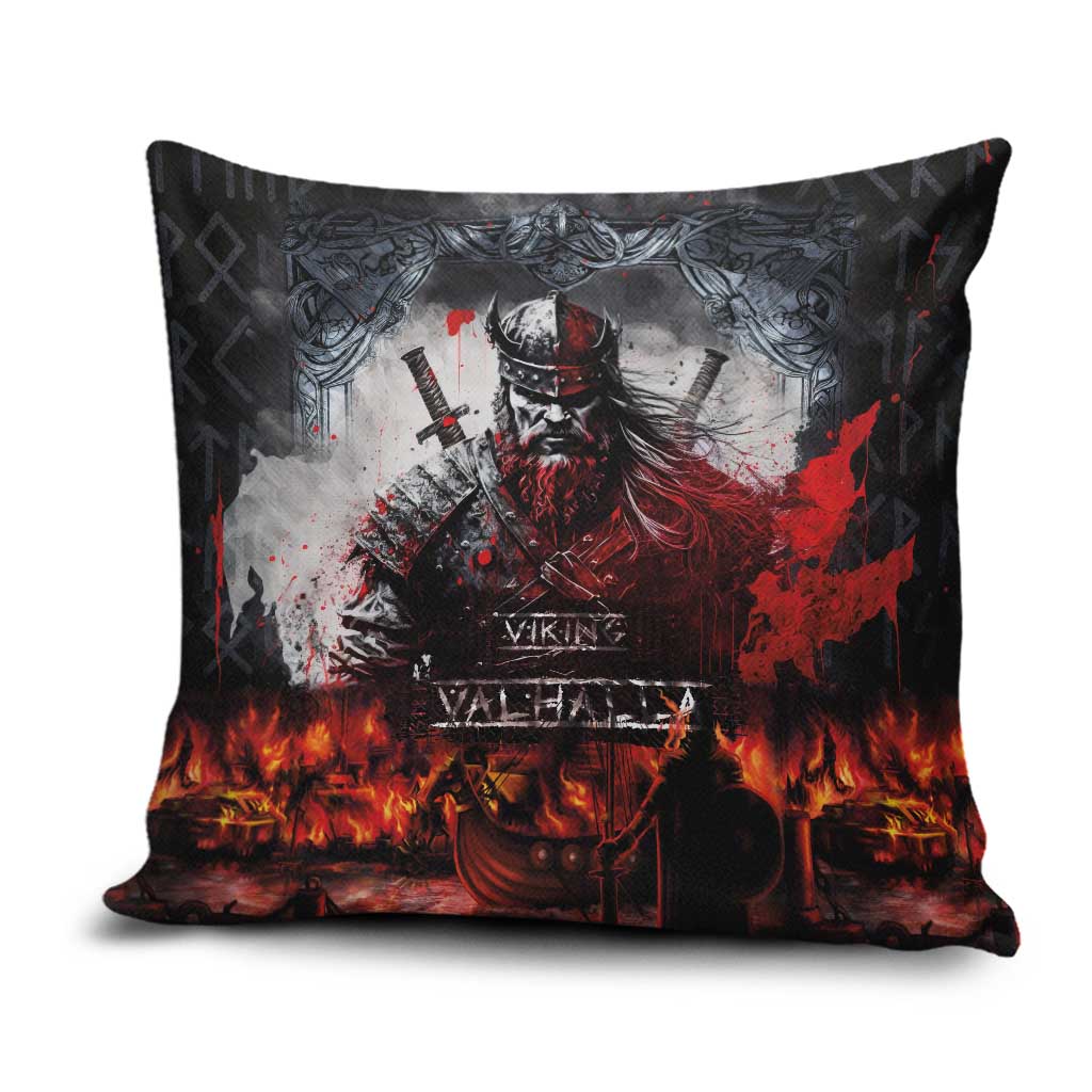 Viking Valhalla Pillow Cover Norseman and Burning Battlefield - Wonder Print Shop