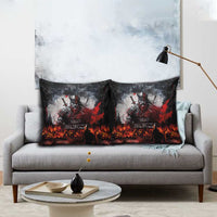 Viking Valhalla Pillow Cover Norseman and Burning Battlefield - Wonder Print Shop