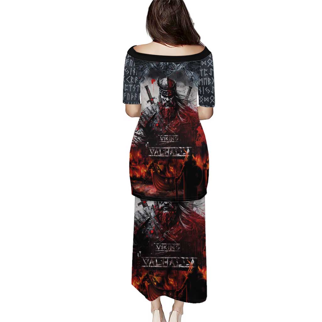 Viking Valhalla Puletasi Norseman and Burning Battlefield - Wonder Print Shop