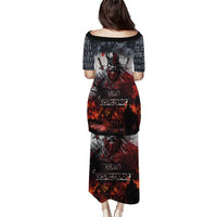 Viking Valhalla Puletasi Norseman and Burning Battlefield - Wonder Print Shop