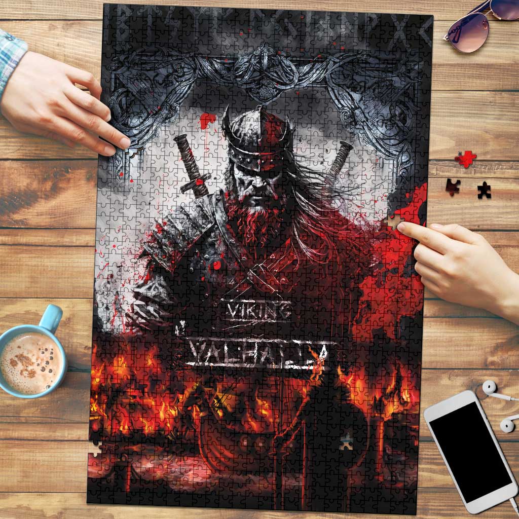 Viking Valhalla Puzzle Norseman and Burning Battlefield - Wonder Print Shop