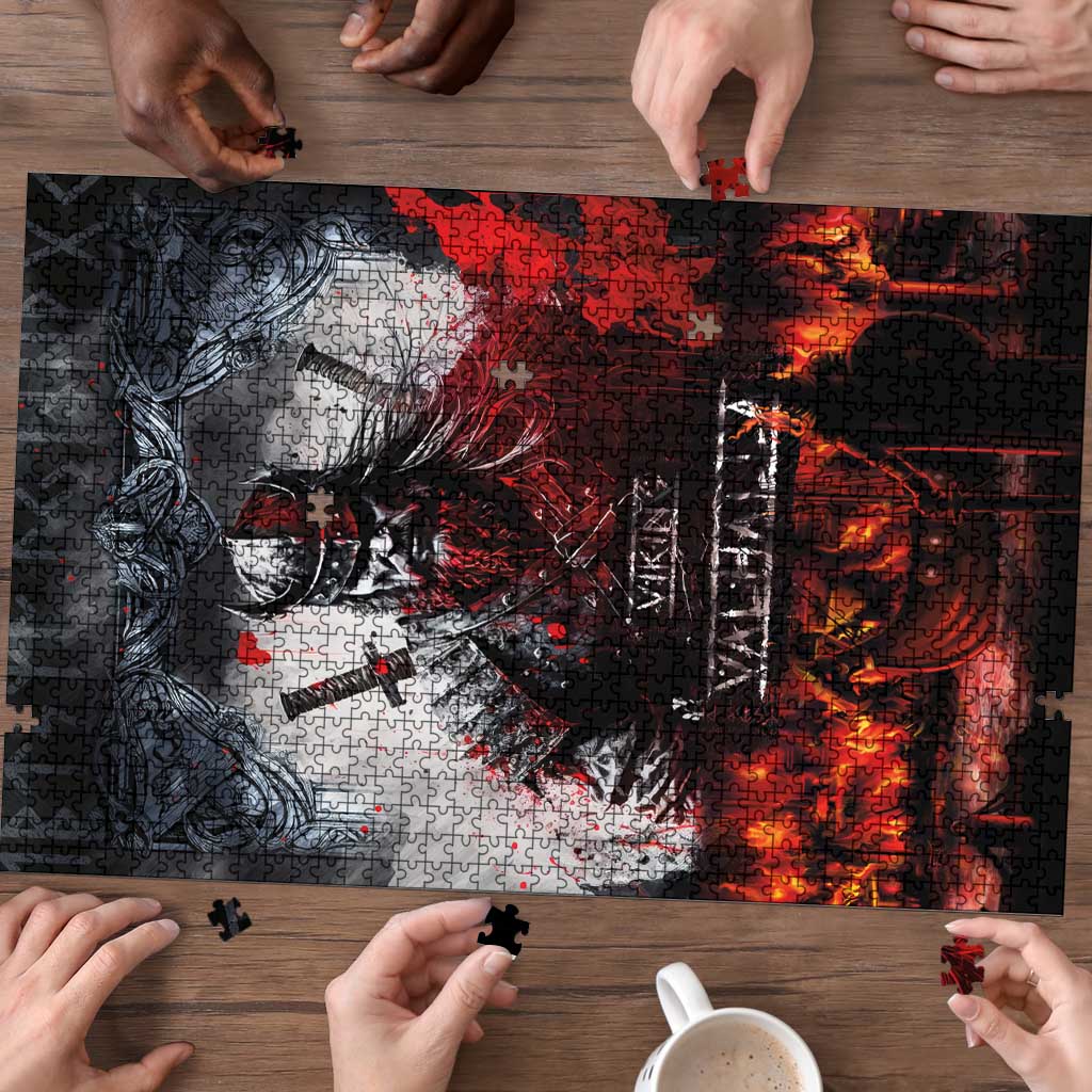 Viking Valhalla Puzzle Norseman and Burning Battlefield - Wonder Print Shop