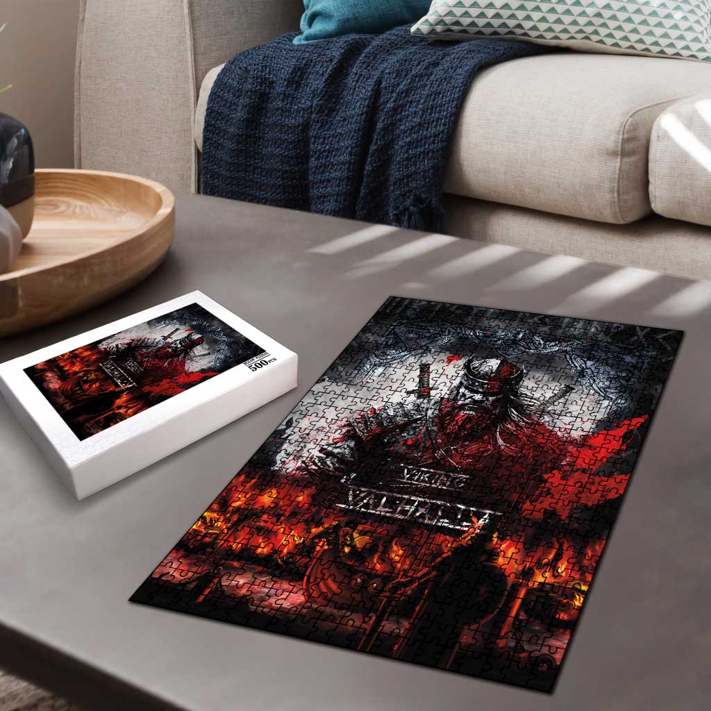 Viking Valhalla Puzzle Norseman and Burning Battlefield - Wonder Print Shop