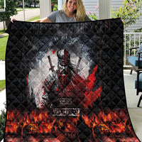 Viking Valhalla Quilt Norseman and Burning Battlefield - Wonder Print Shop