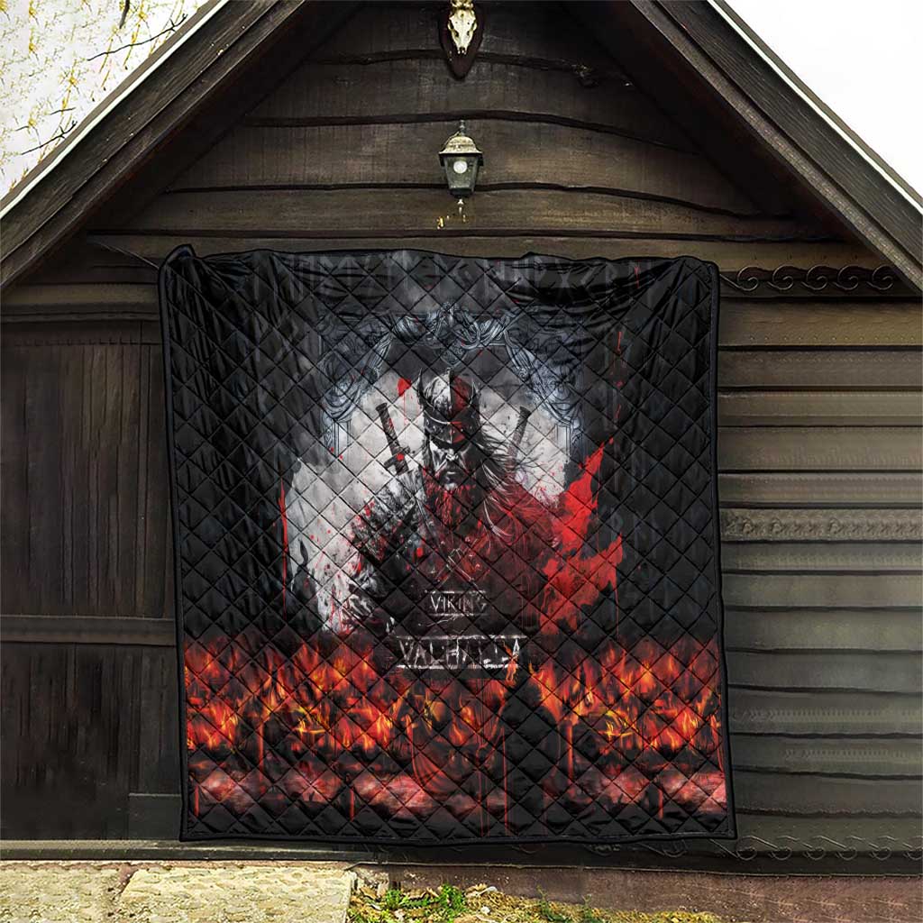 Viking Valhalla Quilt Norseman and Burning Battlefield - Wonder Print Shop