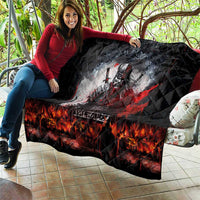 Viking Valhalla Quilt Norseman and Burning Battlefield - Wonder Print Shop