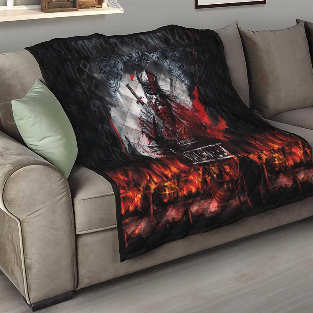 Viking Valhalla Quilt Norseman and Burning Battlefield - Wonder Print Shop