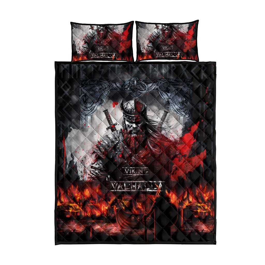 Viking Valhalla Quilt Bed Set Norseman and Burning Battlefield - Wonder Print Shop