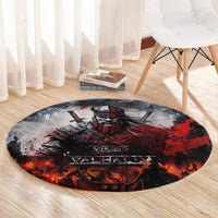 Viking Valhalla Round Carpet Norseman and Burning Battlefield - Wonder Print Shop