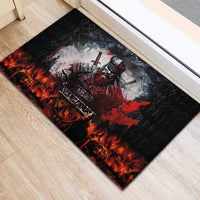 Viking Valhalla Rubber Doormat Norseman and Burning Battlefield - Wonder Print Shop