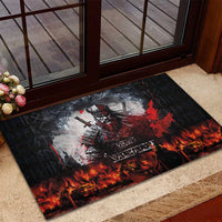 Viking Valhalla Rubber Doormat Norseman and Burning Battlefield - Wonder Print Shop